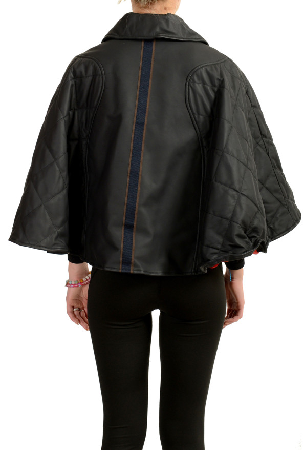 Scuderia Ferrari Women's Navy Blue Quilted Leather Poncho Jacket: Picture 3