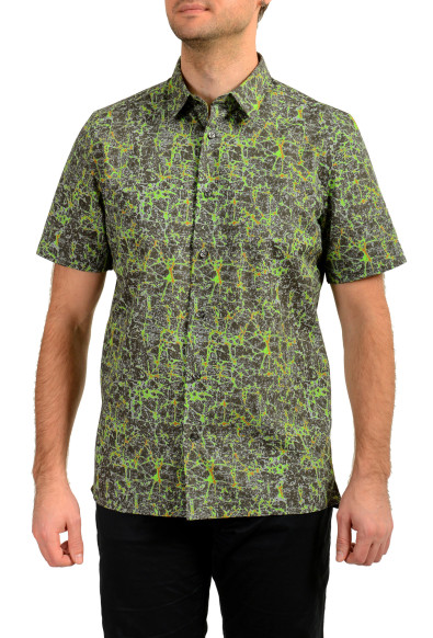 Hugo Boss Men's Ebor Straight Fit Geometric Print Short Sleeve Shirt 