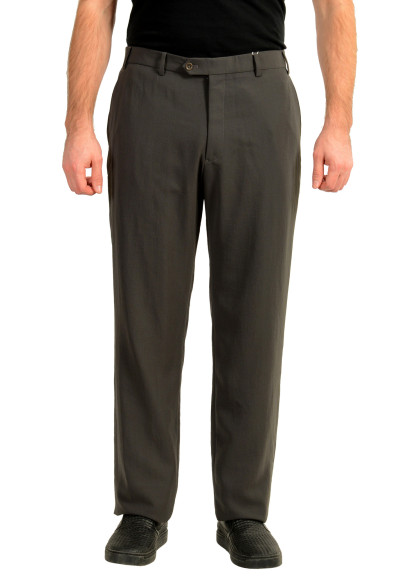 Armani Collezioni Men's Gray Flat Front Dress Pants