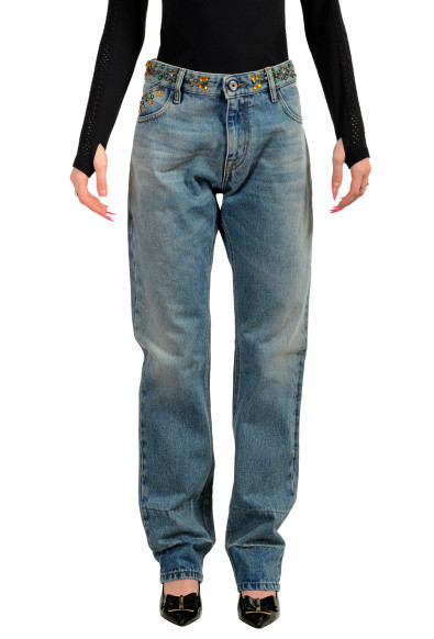 Just Cavalli Women's Medium Blue 5 Pocket Straight Leg Jeans
