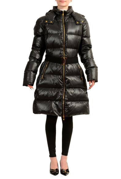 Versace Women's Black Down Parka Jacket Coat With Detachable Hood