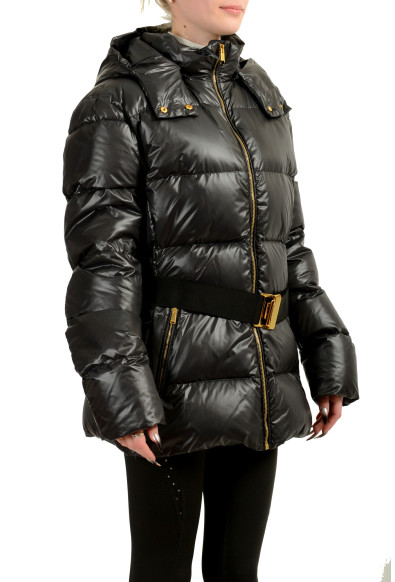 Versace Women's Black Down Belted Parka Jacket With Detachable Hood: Picture 2