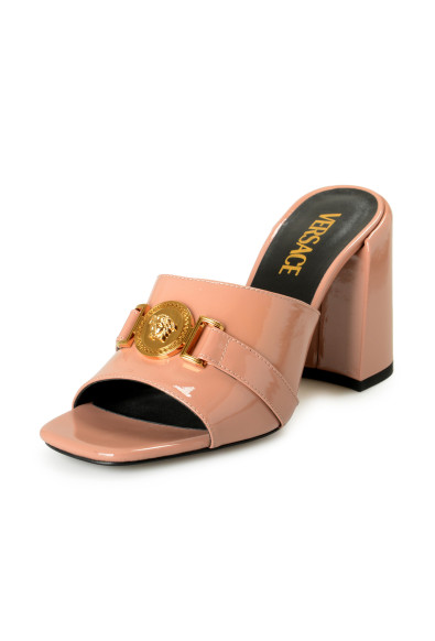 Versace Women's Gold Medusa 
Nude 100% Leather Sandals Mules Shoes