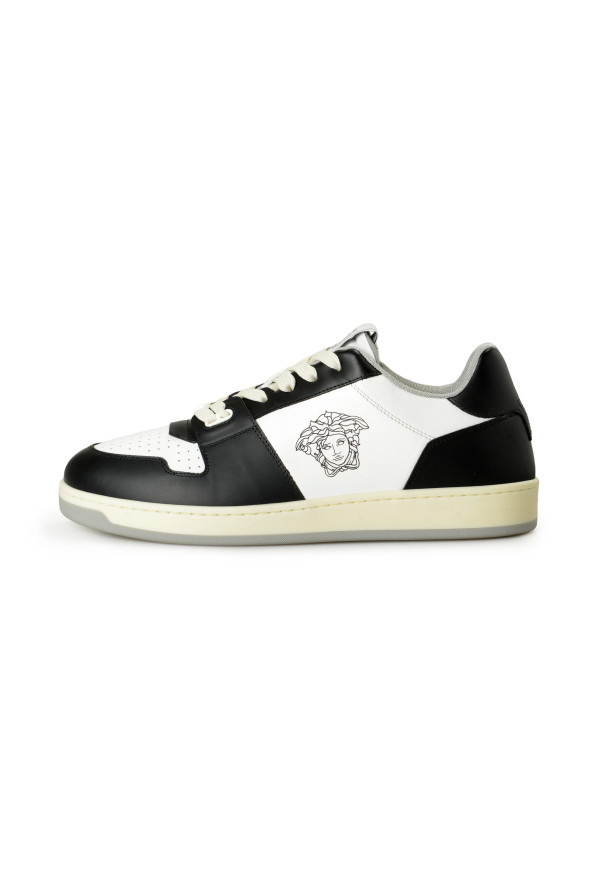 Versace Women's Black 
White Leather Medusa Logo Sneakers Shoes: Picture 2