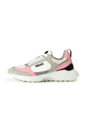 Versace Women's Logo Candy Pink 
White Leather Sneakers Shoes: Picture 2