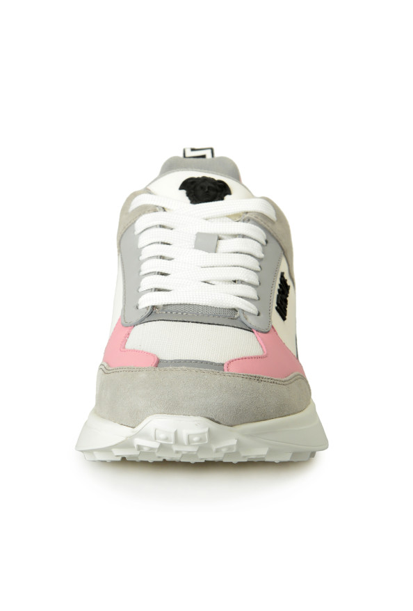 Versace Women's Logo Candy Pink 
White Leather Sneakers Shoes: Picture 5