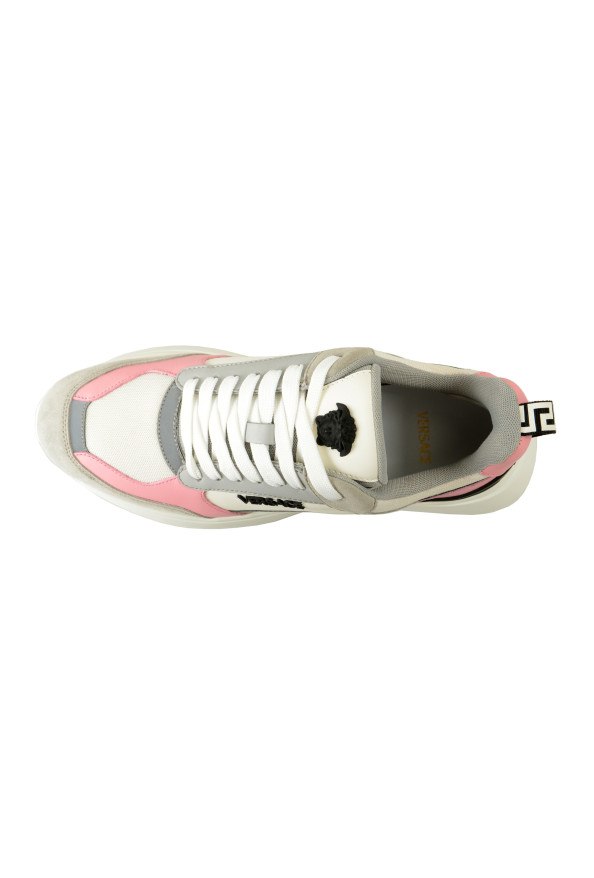 Versace Women's Logo Candy Pink 
White Leather Sneakers Shoes: Picture 7