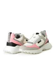 Versace Women's Logo Candy Pink 
White Leather Sneakers Shoes: Picture 8