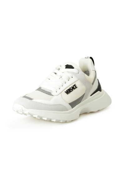 Versace Women's Logo White Leather 
Suede 
Canvas Sneakers Shoes