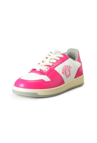 Versace Women's Medusa Logo White 
Pink Leather Sneakers Shoes 