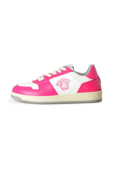 Versace Women's Medusa Logo White 
Pink Leather Sneakers Shoes : Picture 2