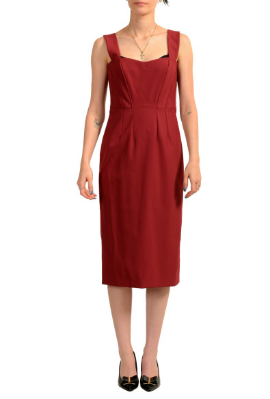 Hugo Boss Women's "Dizena" Burgundy Sleeveless Pencil Dress 