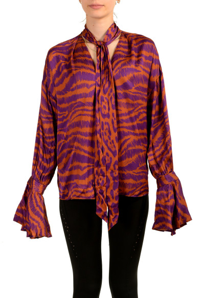 Just Cavalli Women's Multi-Color Long Sleeve Blouse Top