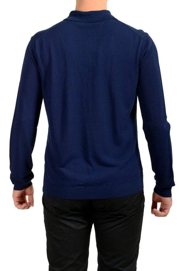 Versace Men's Blue Medusa Piquet Embroidery Knit L/S Polo Shirt: Picture 3