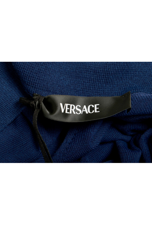 Versace Men's Blue Medusa Piquet Embroidery Knit L/S Polo Shirt: Picture 5
