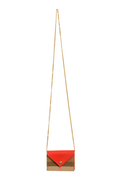 Burberry Women's Checkered Canvas 
Leather Credit Card Small Wallet On Chain