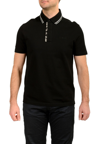 Versace Men's Black Logo Embroidery Short Sleeve Polo Shirt