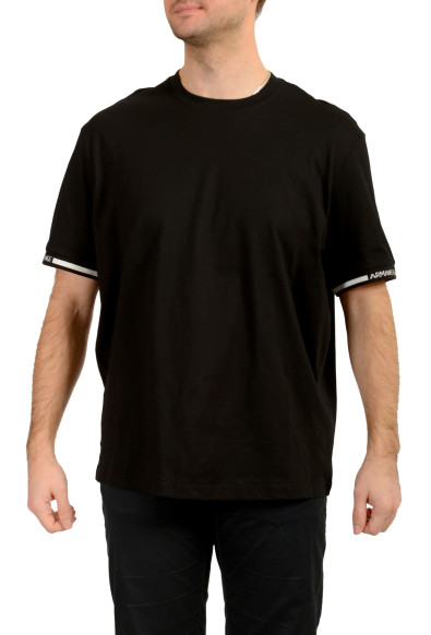 Armani Exchange Men's Black Logo Tape Print Crewneck T-Shirt