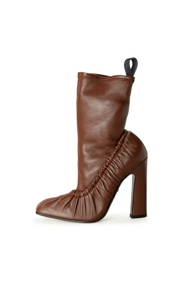 Scuderia Ferrari Women's Chocolate Brown Leather Heeled Booties Shoes: Picture 2