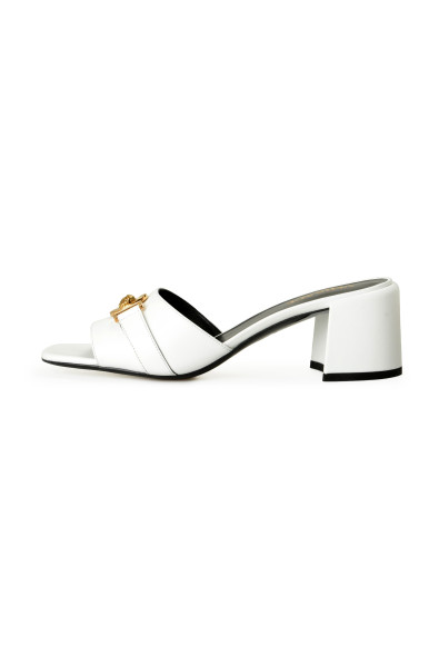 Versace Women's White Gold Medusa Heeled Sandals Mules Shoes: Picture 2