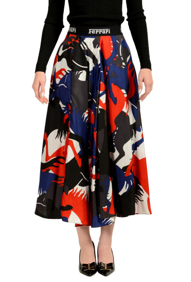 Scuderia Ferrari Women's "Camouflage" Printed 100%Silk Pleated Skirt