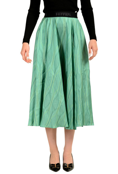 Scuderia Ferrari Women's Multi-Color Printed 100%Silk Pleated Skirt 