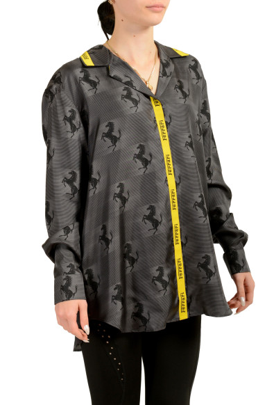 Scuderia Ferrari Women's Logo Print 100% Silk Button Down Shirt: Picture 2
