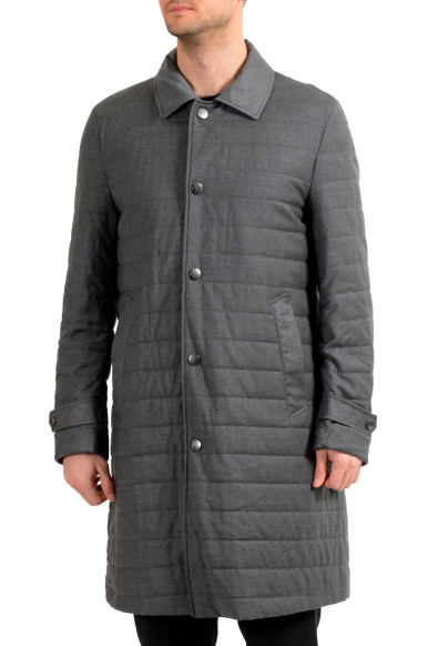 Hugo Boss Men's "Darion_Pad" Gray Wool Button Down Coat