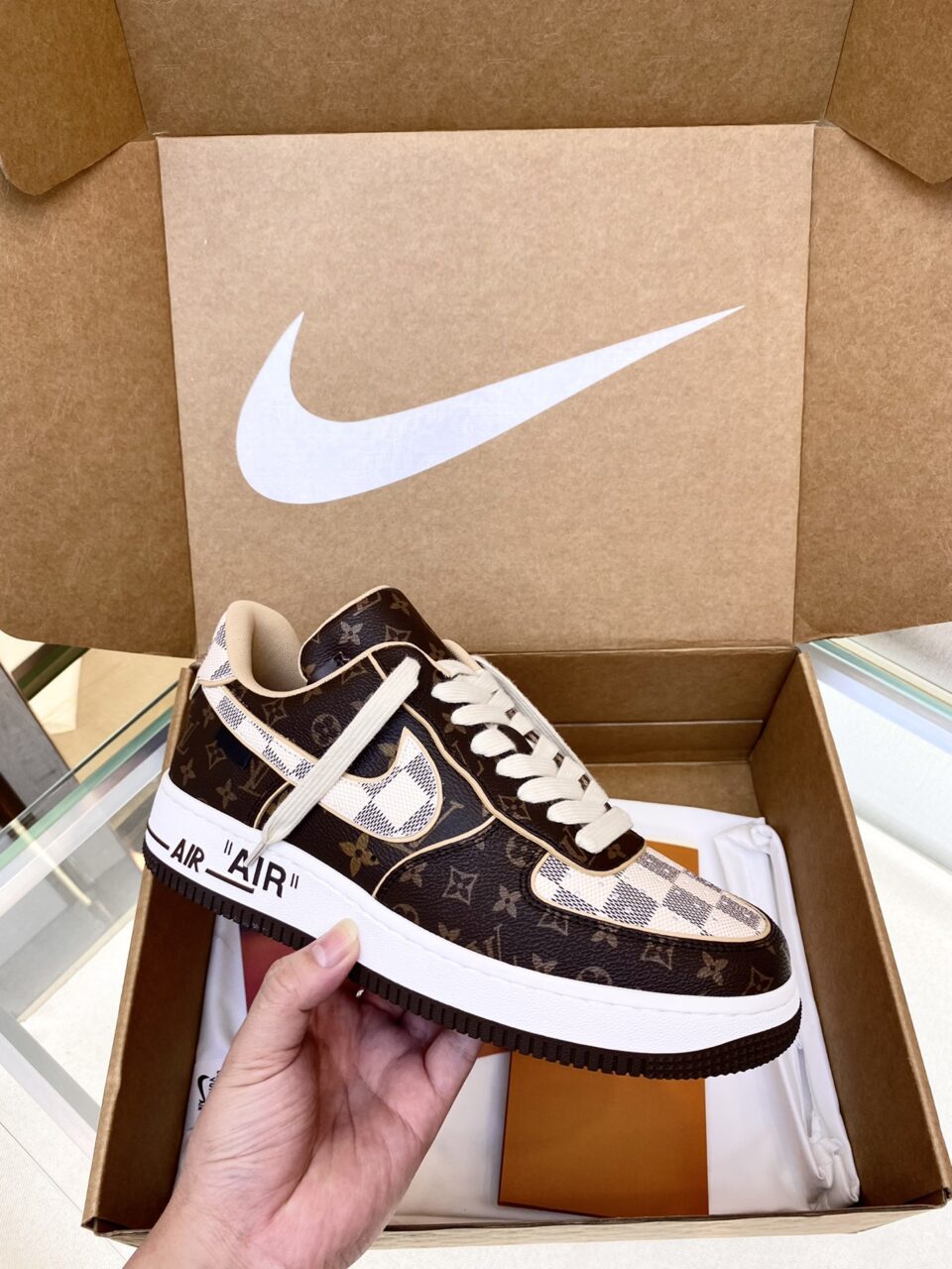 Louis Vuitton x Nike Air Force 1 Replica Shoe (Mono Brown)