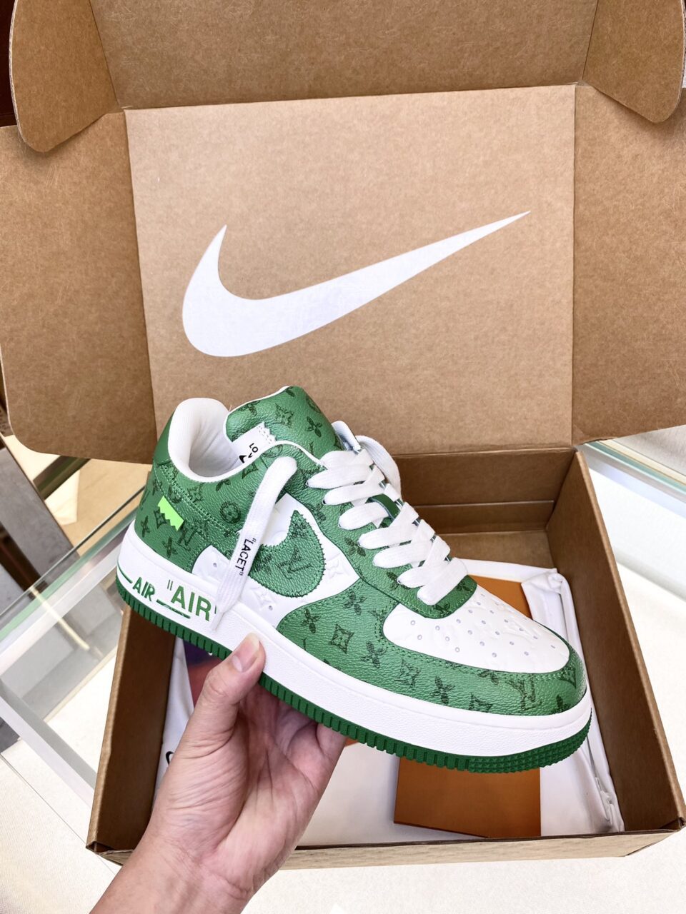 Louis Vuitton x Nike Air Force 1 Sneaker Reps (Mono Green)